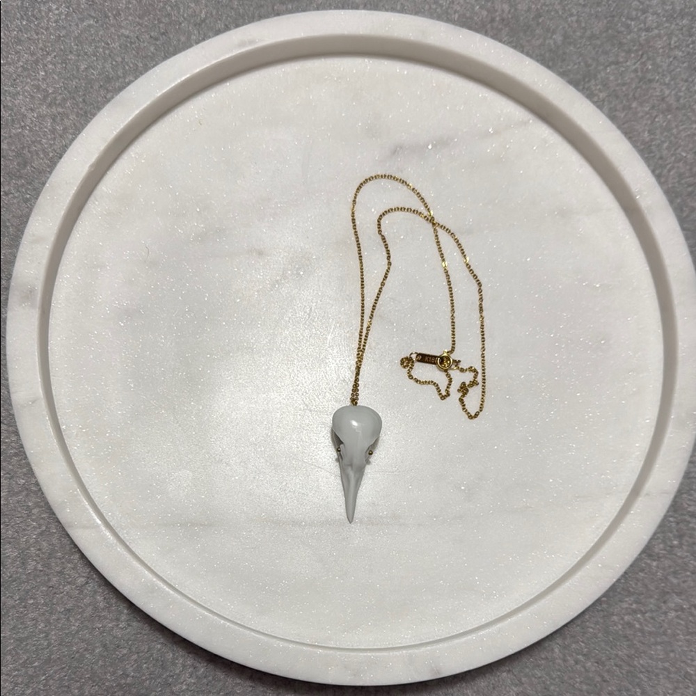 Gold Chain with White Bird Skull Pendant